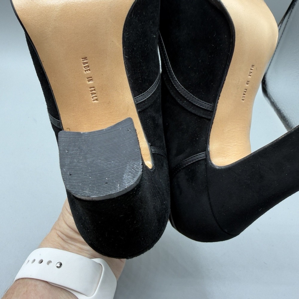 Salvatore Ferragamo Size 6C Black Calf Suede Heeled Mary Jane Designer Pumps - Picture 9 of 15